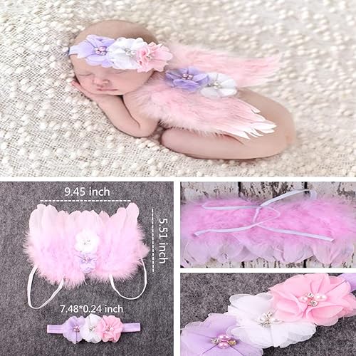 Miniatura 3 de 4 piezas de accesorios de fotografía para recién nacidos, tutú para bebé, lindo lazo para el pelo y mameluco de encaje, diadema de flores para bebés