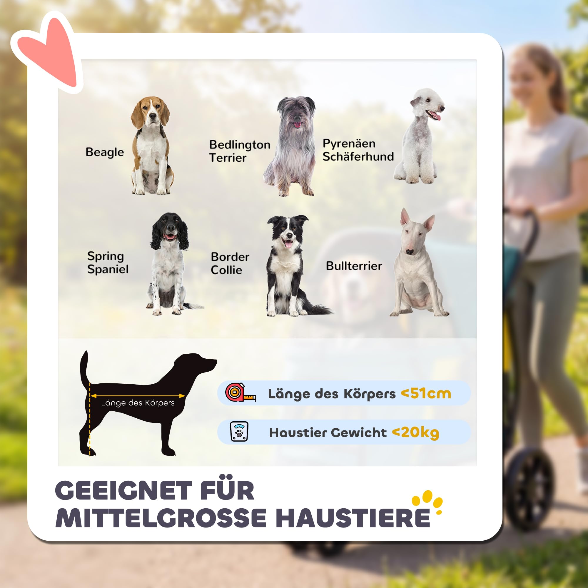 PawHut Hundewagen Hundebuggy Faltbar Katzenwagen bis 20 kg mit waschbarem Kissen, Netzfenstern, 3 Räder, Tür, Rückentasche, Haustierbuggy für kleine mittelgroße Hunde, Dunkelgrün