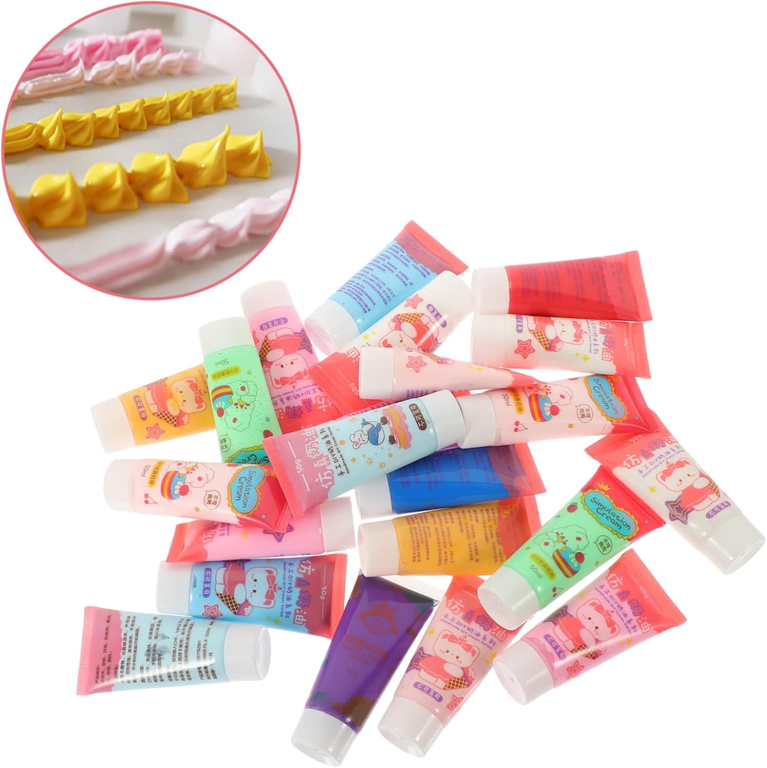 HOMSFOU 22PCS Simulation Cream Glue Set for DIY Phone Case Crafts Kawaii Colors Easy to Use for Art Decoration and Creative Projects Random Color