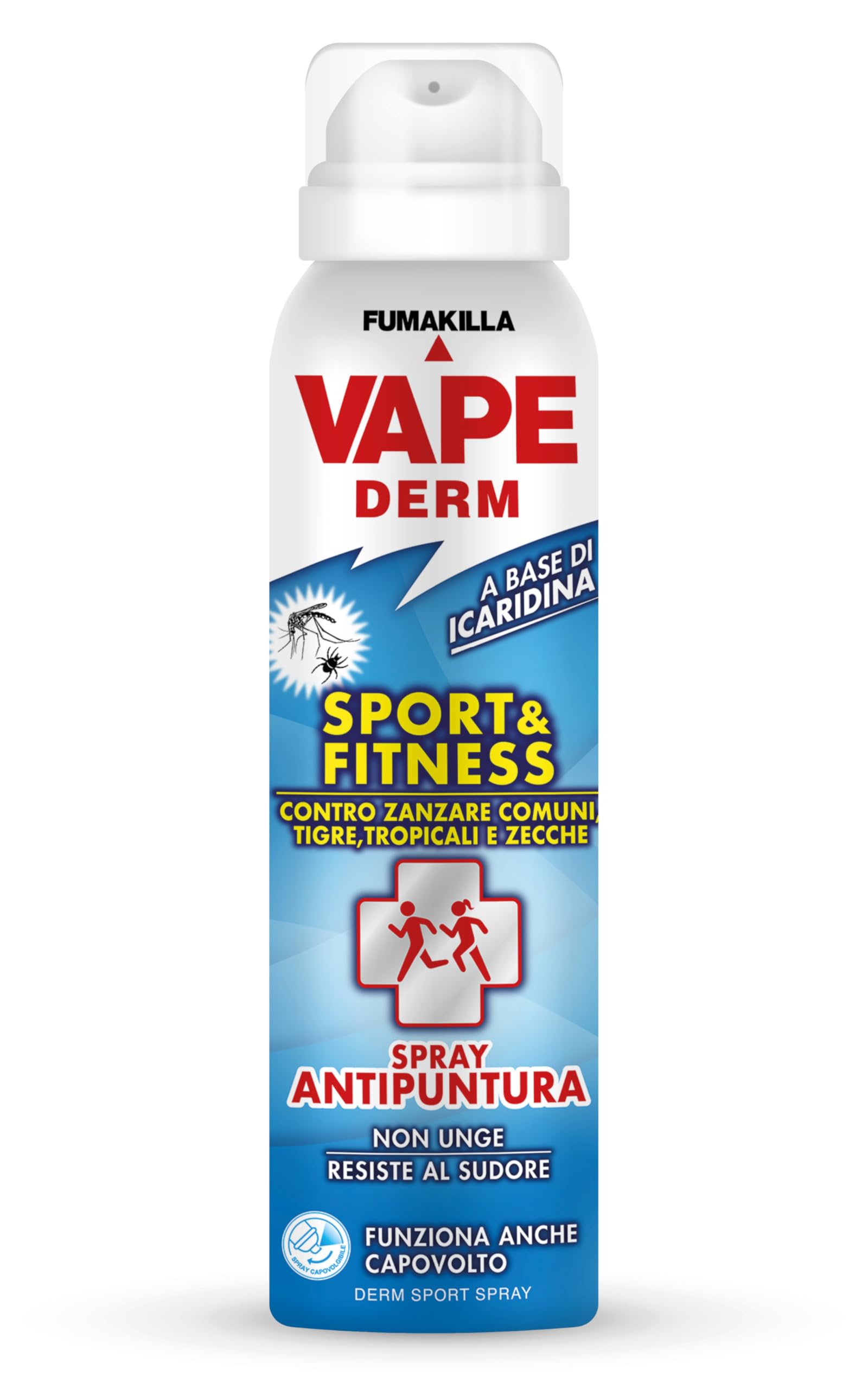 Vape Derm Spray Sport & Fitness 100ml, Repellente Insetti Naturale per Adulti e Bambini, Protegge da Zanzara Comune, Tigre, Anofele e Zecche, Non Unge, Non Macchia, Resistente alla Sudorazione