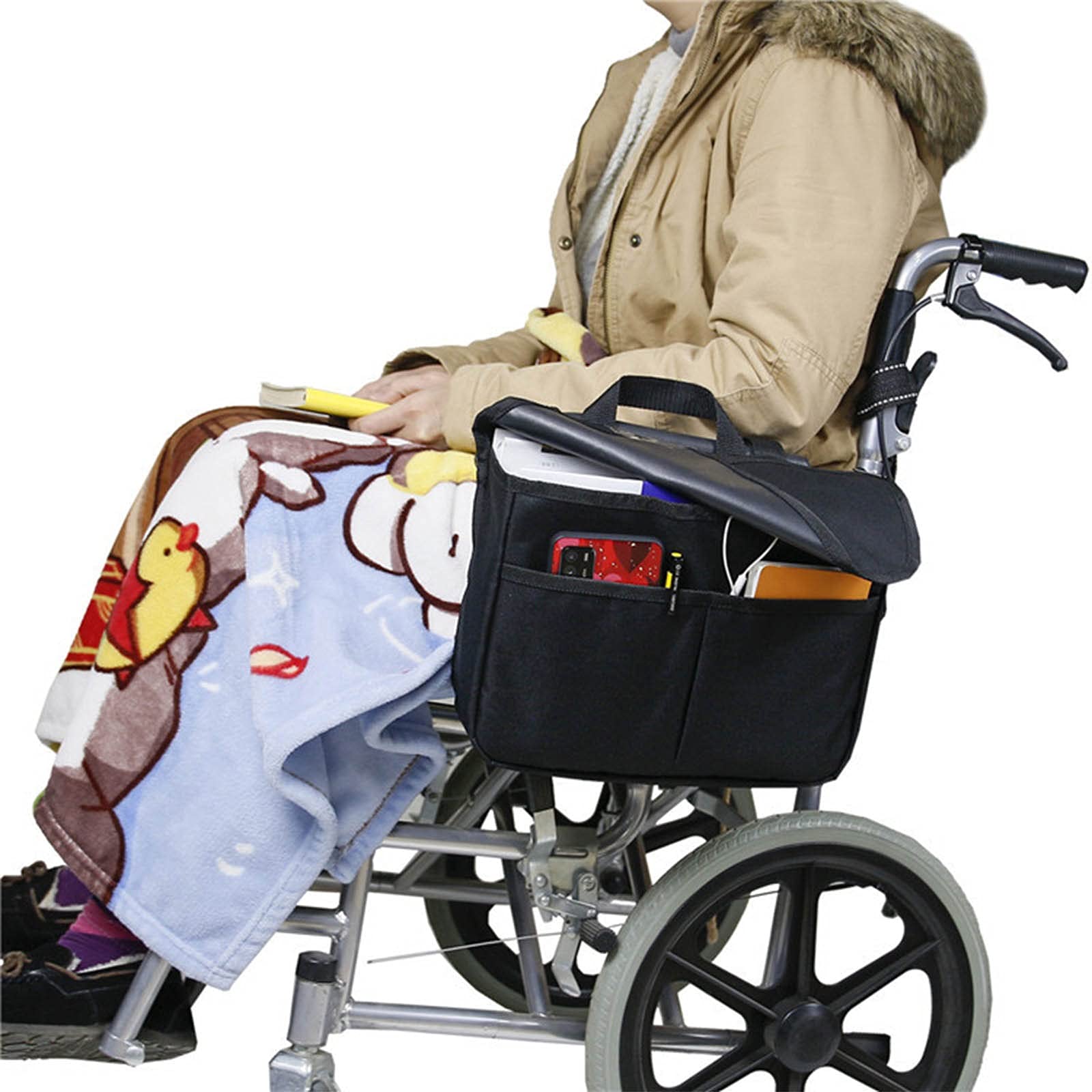 Bolsa para silla de ruedas, con funda para reposabrazos para silla de ruedas, accesorios para silla de ruedas y andador para movilidad, correas flexibles que permiten una fácil instalación