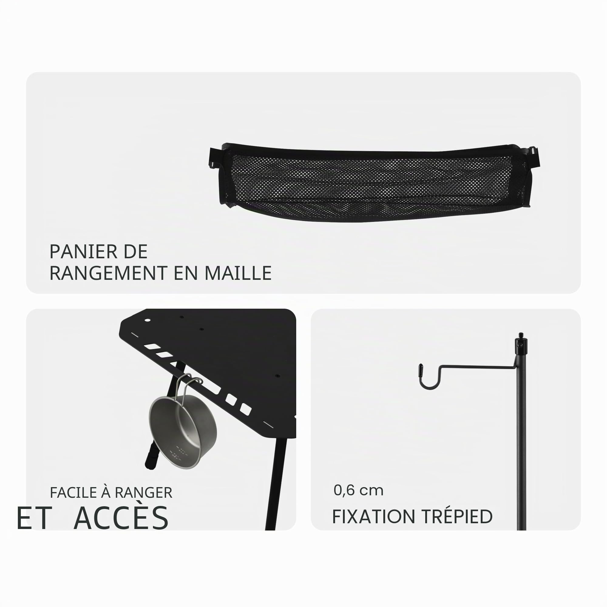 Naturehike Table de camping pliable en 3 parties – Table tactique robuste pour la maison, la cuisine, les pique-niques et l'extérieur, pliable, idéale pour le camping et l'utilisation quotidienne