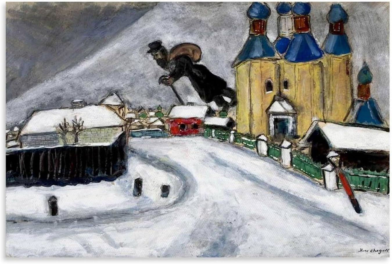 Waeta Rnvzx Marc Chagall Poster Over Vitebsk Canvas Painting Surrealist Abstract Wall Art Marc Chagall Prints For Living Room Decor Pictures 40X60cm No Frame