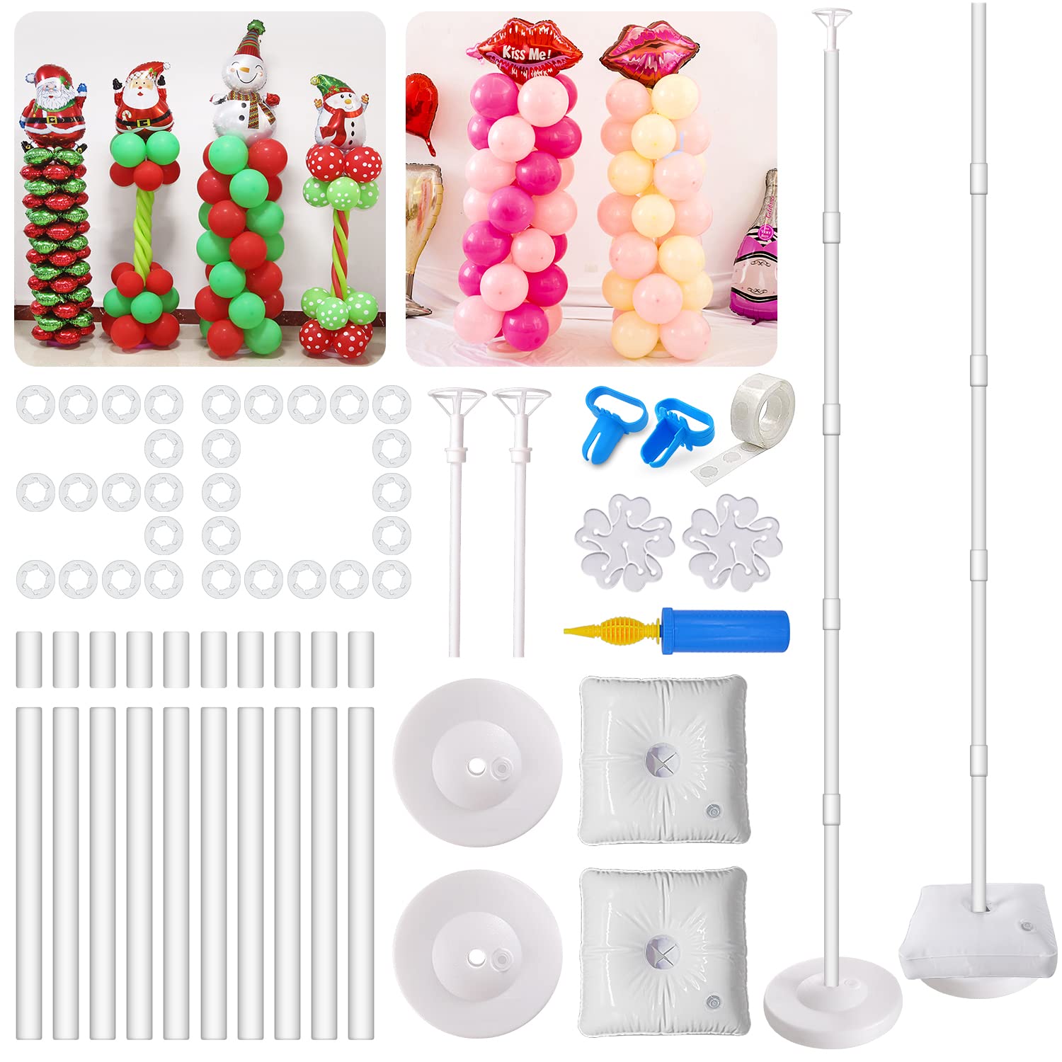 IDAODAN Balloon Column Stand Kit 2 Set, 1.6M Height Balloon Stand with Base and Pole, Party Decoration Tools for Birthday, Wedding, Christmas, Event Decorations