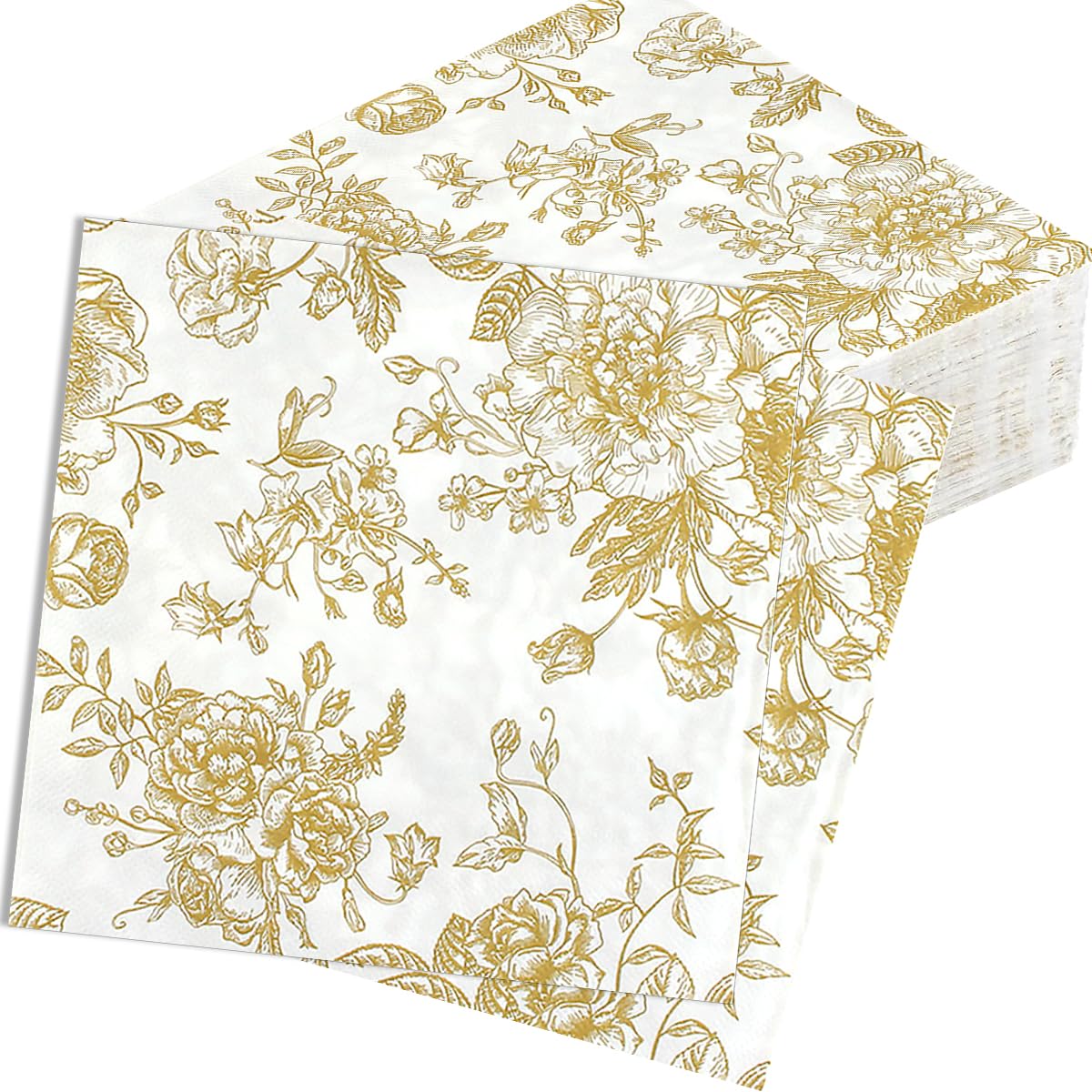 Ruayia 40PCS Paper Napkins,Soft Gold Chinoiserie,Vintage Celadon Disposable Party Serviettes Gold Pattern,Disposable Party Serviettes for Birthday,Weddings, Catering,Picnics (33x33cm) — image 1