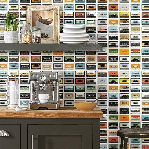 Miniatura 2 de RoomMates RMK12080RL - Papel pintado de casetes retro coloridos