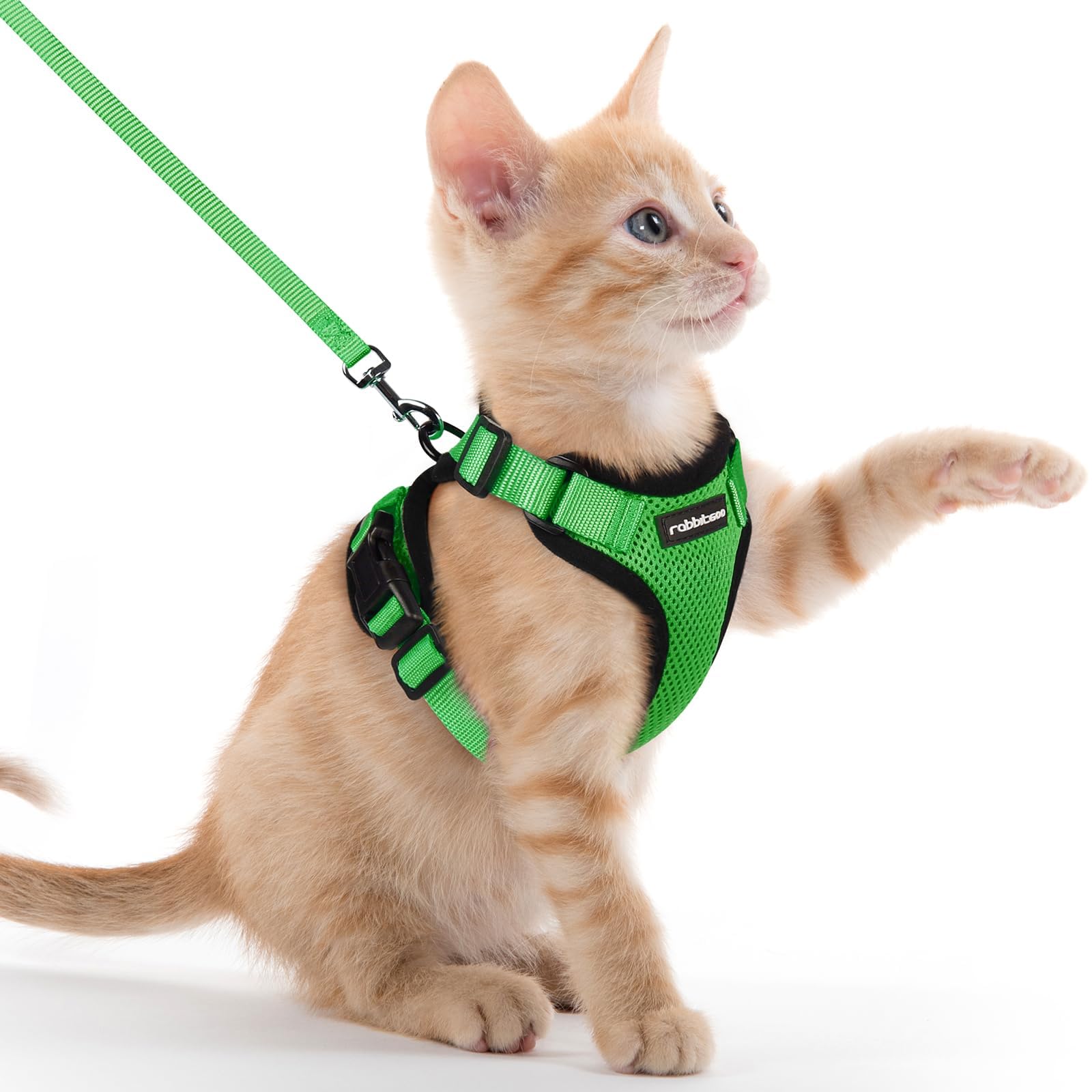 rabbitgoo Cat Harness and Lead Set, Adjustable Escape Proof Cat Lead for Walking Reflective Kitten Harness Set