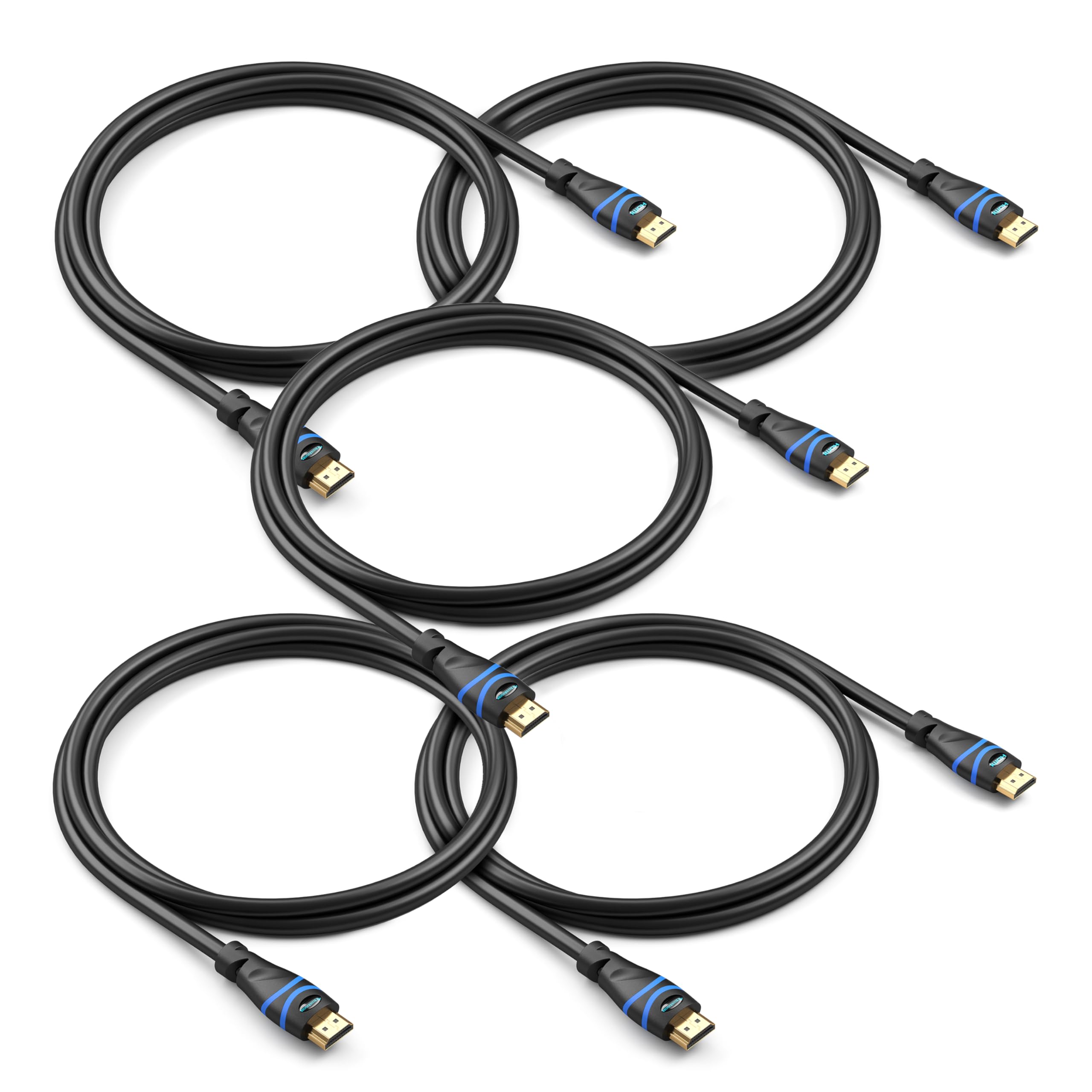 BlueRigger 8K HDMI Cable 3 FT - 5 Pack (8K 60Hz, 4K 120Hz, 48Gbps HDMI Cord, HDR10+, High Speed HDMI Cable 8K with Ethernet, eARC, 3D, HDCP 2.3) - Compatible with PS5, Xbox, Roku, Apple TV, Switch, PC