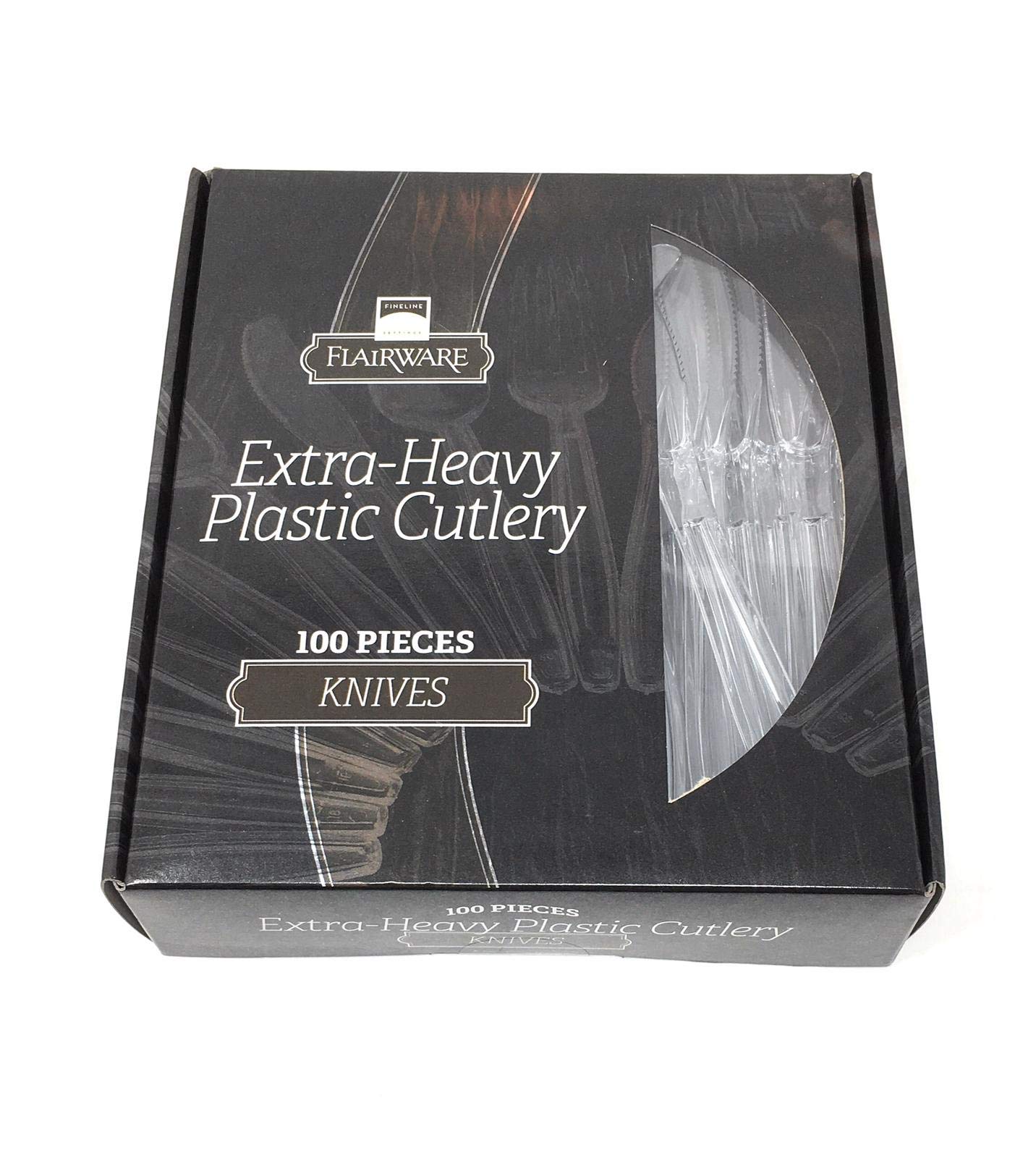 Fineline Flairware Collection Heavy Duty Clear Plastic Knives - Quality, Extra Durable Disposable Knives, Practical for Serving and Portioning Hot and Cold Food [500 count]