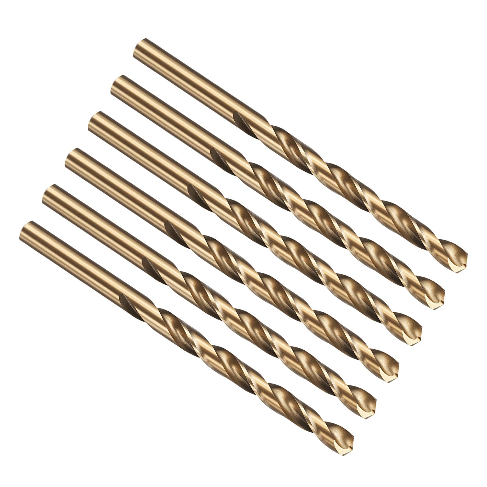 PATIKIL g Drill Bit, Jobber Straight Shank M35 Cobalt 5% High-Speed Steel 135° Gold Finish for Stainless Steel Hard Metal - 6 Pack — image 1