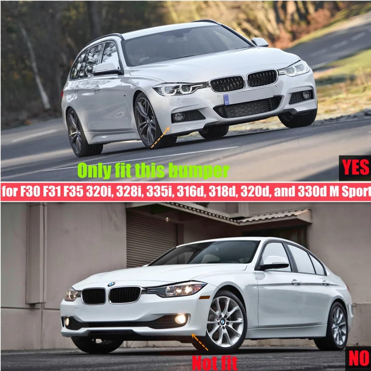 Uniwersalny spoiler Do BMW F30 F31 F35 M Sport 320i 325i | 2012-2019 328i 335i Fog Lamp Cover Trim Przedni Dokładka przedniego zderzaka