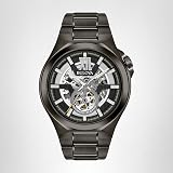 Bulova Men's Classic Maquina Black Ion-Plated Stainless Steel 3-Hand Automatic Watch, Skeleton Dial Style: 98A179
