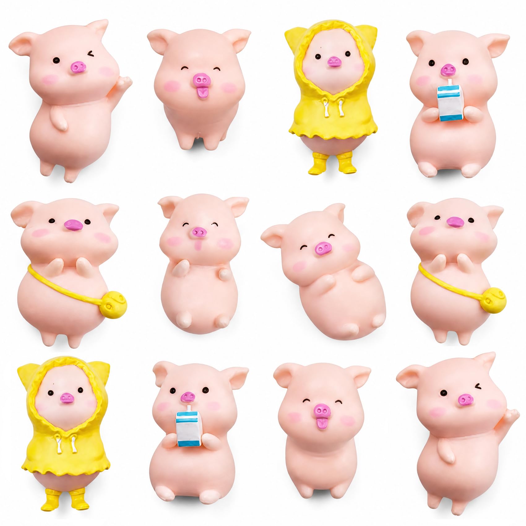glrovazas Animal Refrigerator Pasted with 12Pcs Magnet Household Decoration, Refrigerator, Magnetic White Board or Blackboard Creative Cute Pig Shaped Magnet Resin Magnet