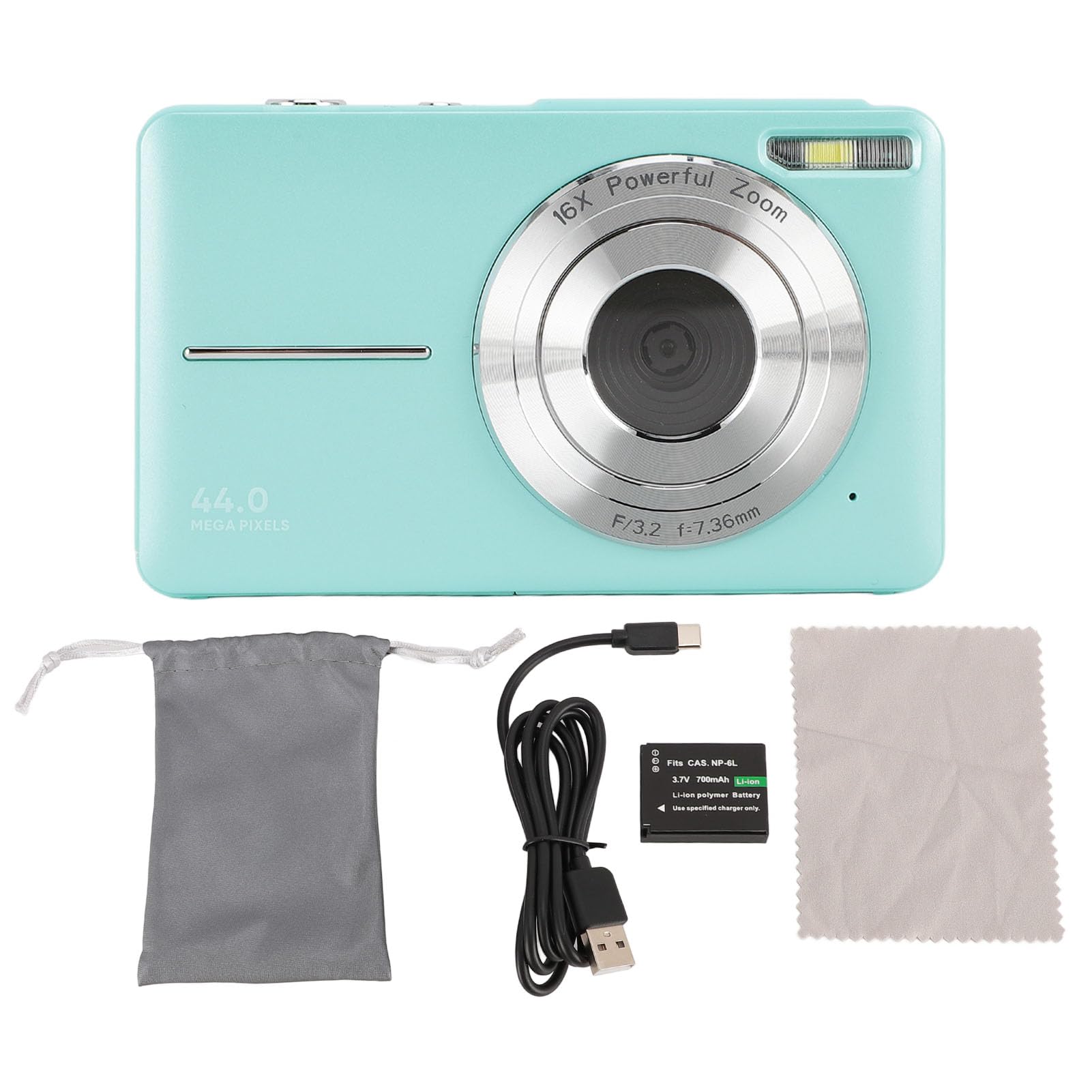 Fotocamera Digitale, Sensore CMOS, Zoom 16x, Fotocamera Digitale Compatta da Viaggio per Adolescenti (GREEN)