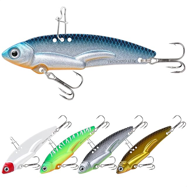 TRUSCEND Saltwater Fishing Jigs, Sea Fishing Lures with Flat BKK Hooks for Pike Mackerel Trout Perch, Spoons Jigging Lures, Multi-Function Metal Blade Baits for Bass Fishing, Fishing Gifts for Men