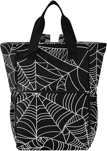 Mochila de tela de araña negra para bebés, niños y niñas, bolsa de viaje con correas para cochecito y almacenamiento de botellas, bolsa de viaje de