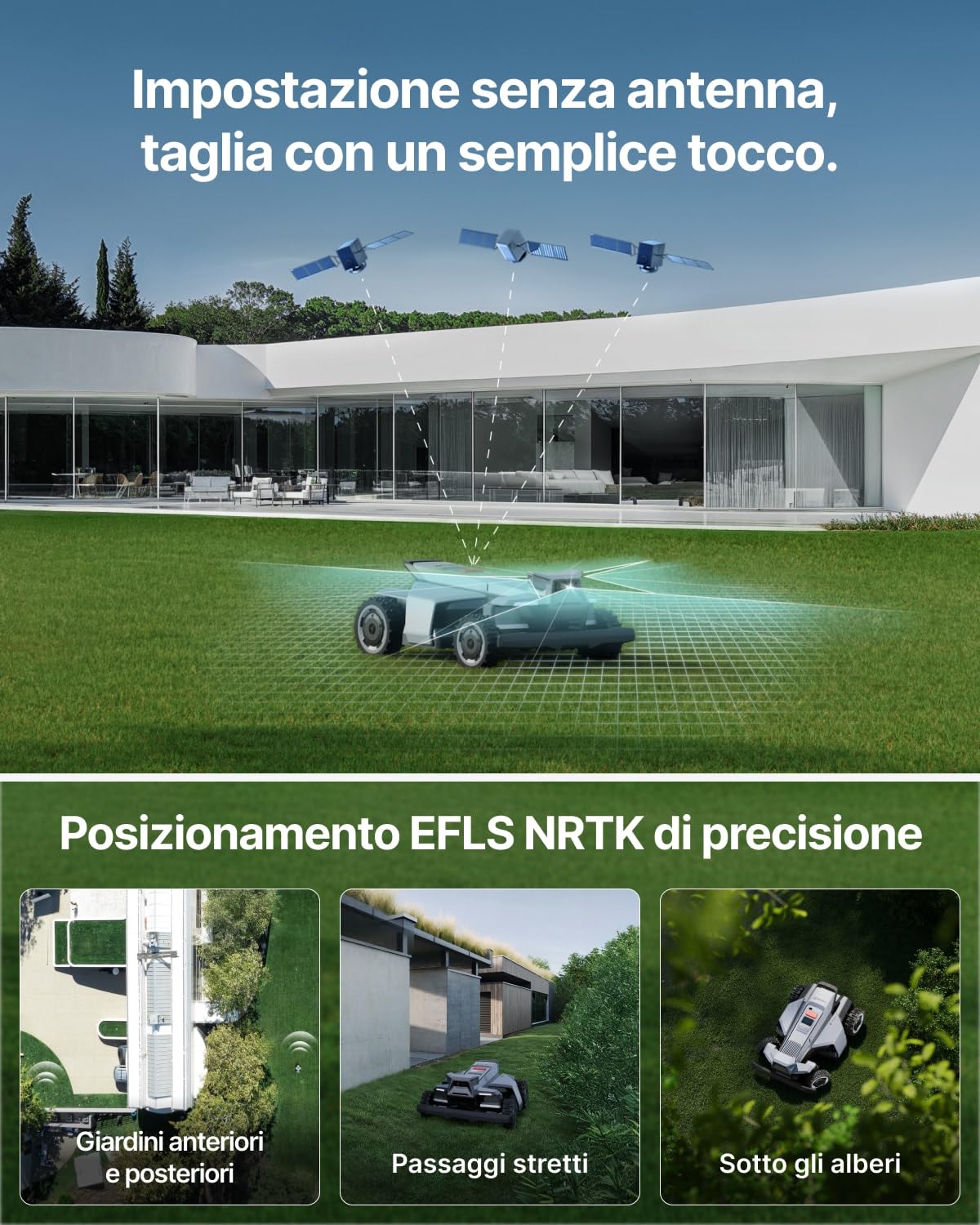 Segway Navimow X420 robot tagliaerba con Garage X, AWD per pendenze fino all’84%, Zero-Turn, tagliaerba per tutti i terreni, MowMentum 2×180 W, fino a 2000 m² (Spedito separatamente)