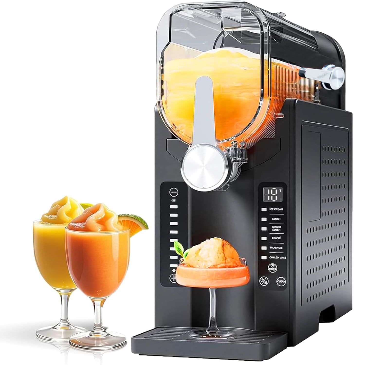 Macchina per Fare Gelati Con Frutta, Sorbetto Elettrica, Refroidissement Efficace, 200w, con Display a LED, Congelamento Rapido In 15 Minuti, per Cocktail Frozen, Frappè, Sorbetto E Gelato Soft