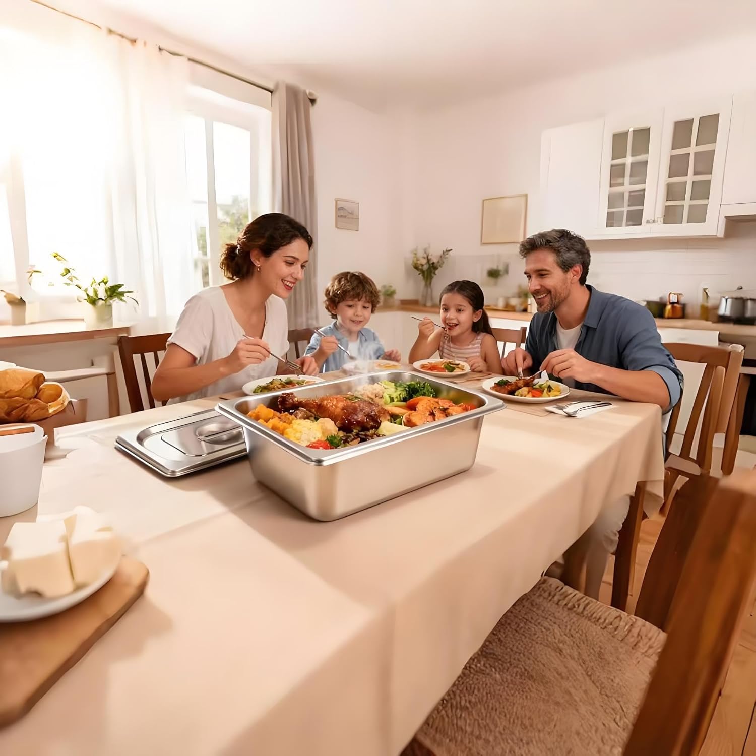 6 Packs 1/3 Size Hotel Pan Lids, 12.9''L x 7''W Stainless Steel Steam Table Pan Cover with Handles, Metal Hotel Pan Covers for Home, Buffet, Cafeteria, Commercial Restaurant - Image 6