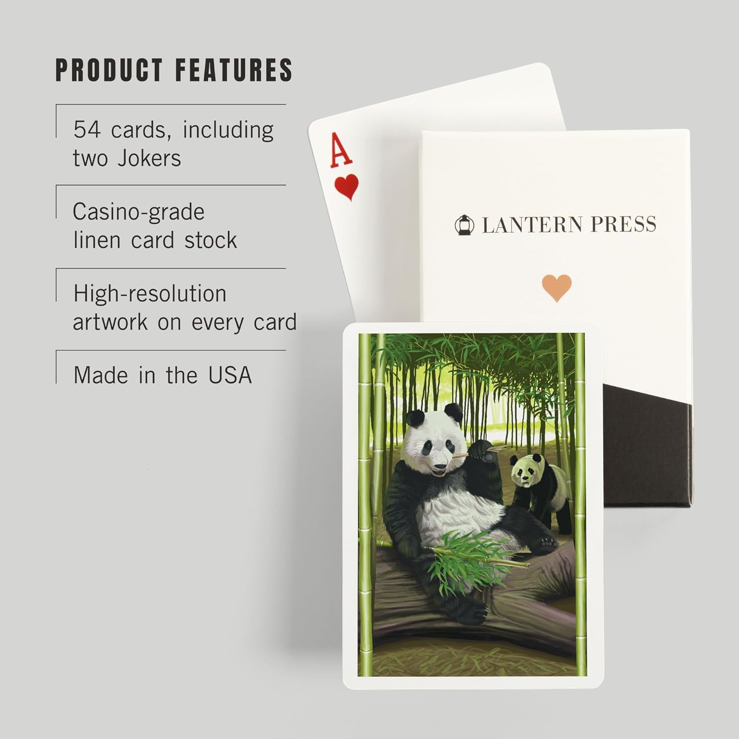 Lantern Press Pandas, 52 Playing Cards for Adults, Poker Size Card Deck