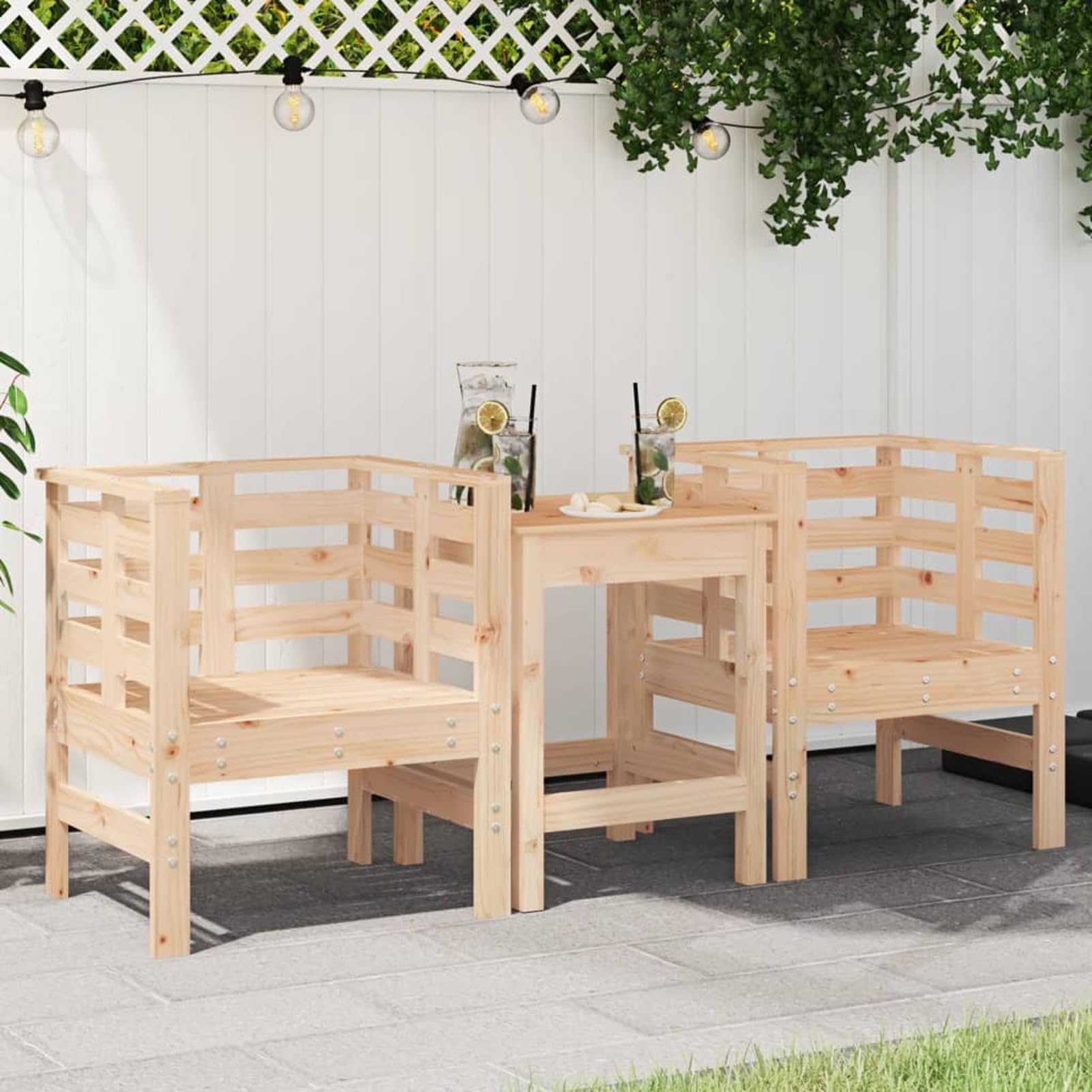 Chaise de jardin en pin massif 61,5x53x71cm avec accoudoirs et dossier