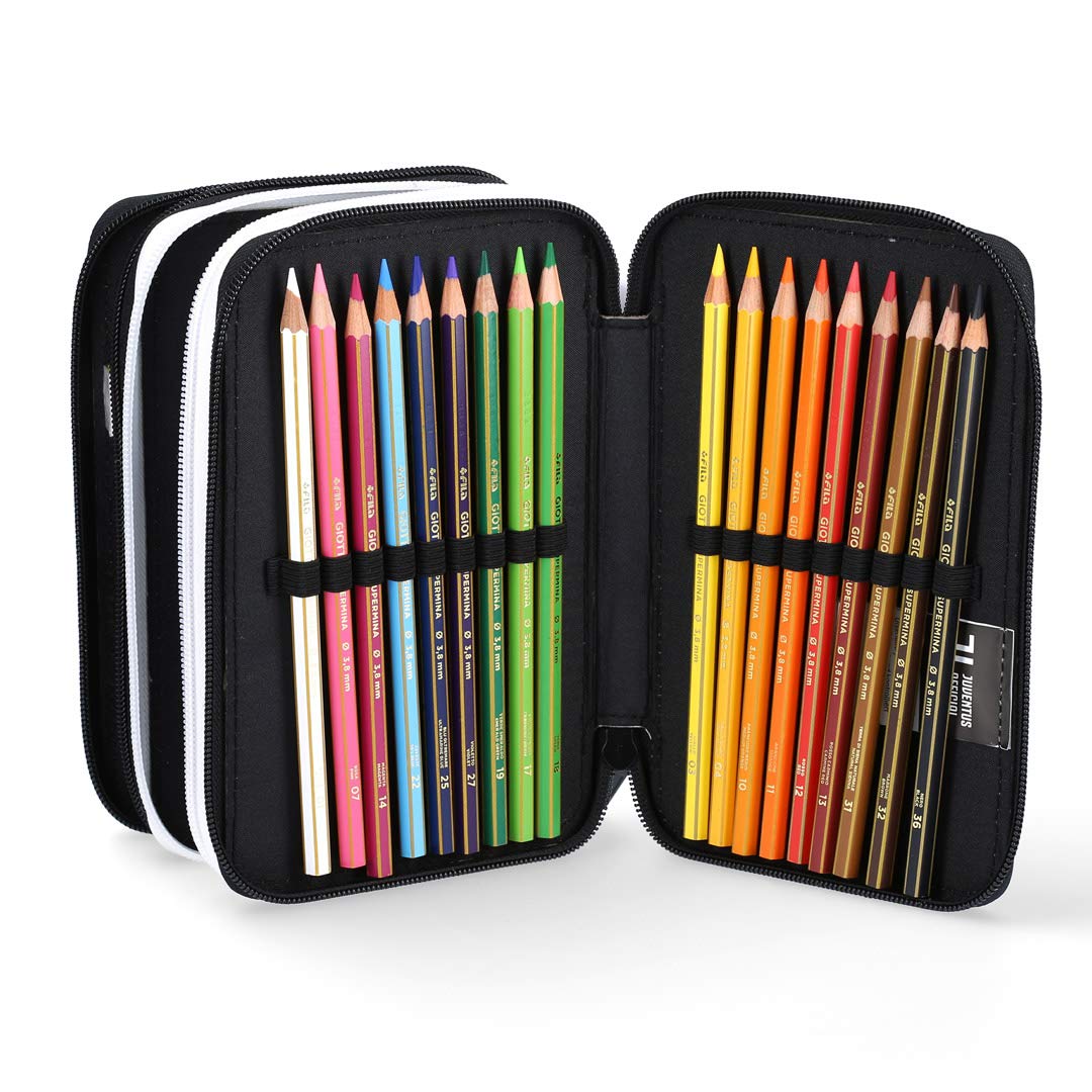 Juventus Schoolpack 2019/2020 Zaino Seven Estendibile con Astuccio 3 Zip Completo di Cancelleria e Orologio in Omaggio - 100% originale - 100% Prodotto Ufficiale
