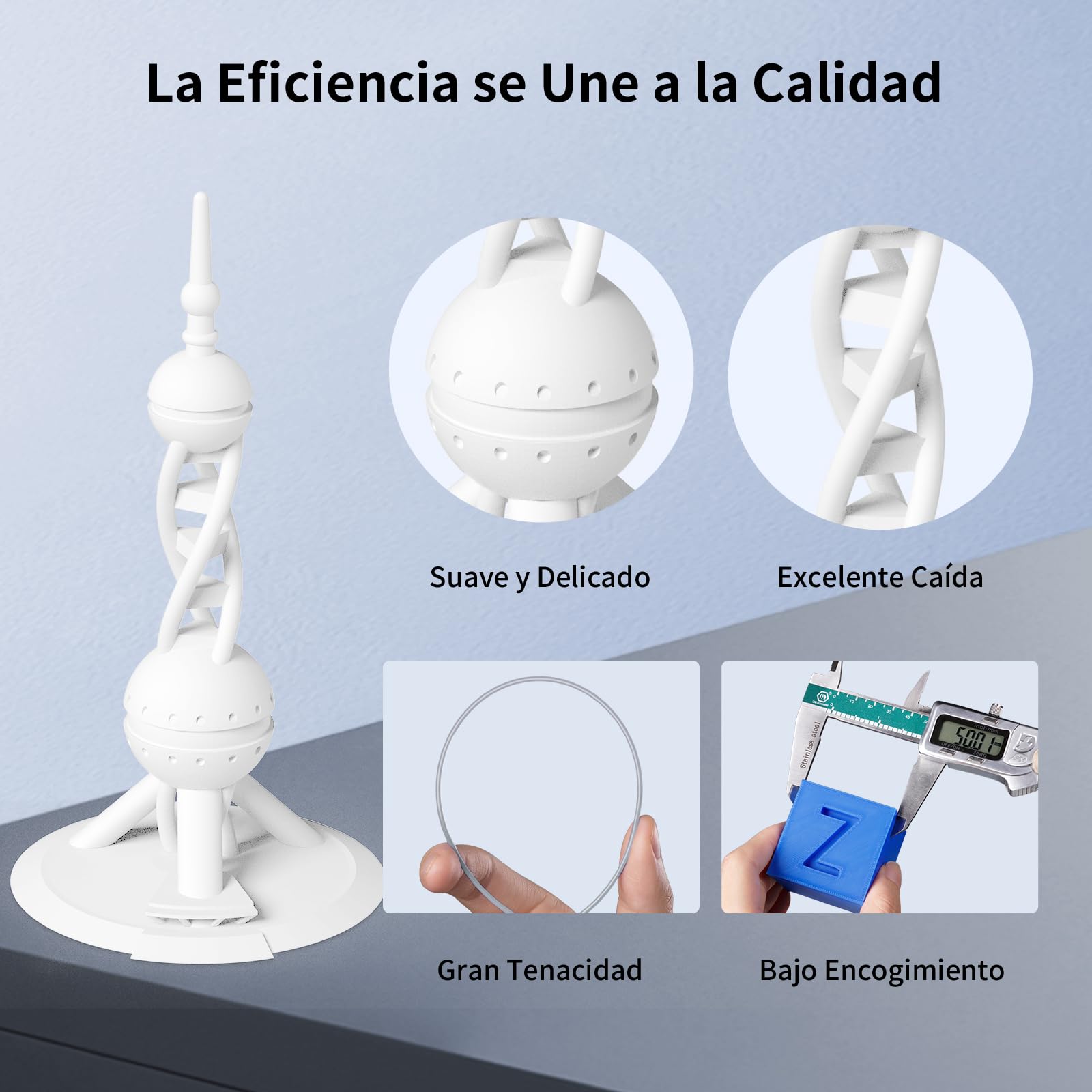 ANYCUBIC Filamento de Alta Velocidad para Impresora 3D 1,75mm 10KG | Carrete Desmontable y Reutilizable, 10X Más Rápido, Identificación Inteligente, +/-0,02mm de Precisión, Blanco Brillante