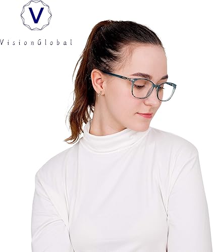Miniatura 5 de VisionGlobal Lentes de bloqueo de luz azul para mujereshombres, antifatiga ocular, elegante marco cuadrado, antirreflejos