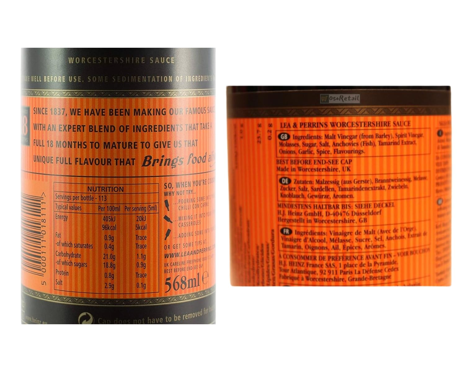 Salsa Worcestershire Lea & Perrins 568 ml – Envío seguro en caja protectora | Calidad OsoRetail