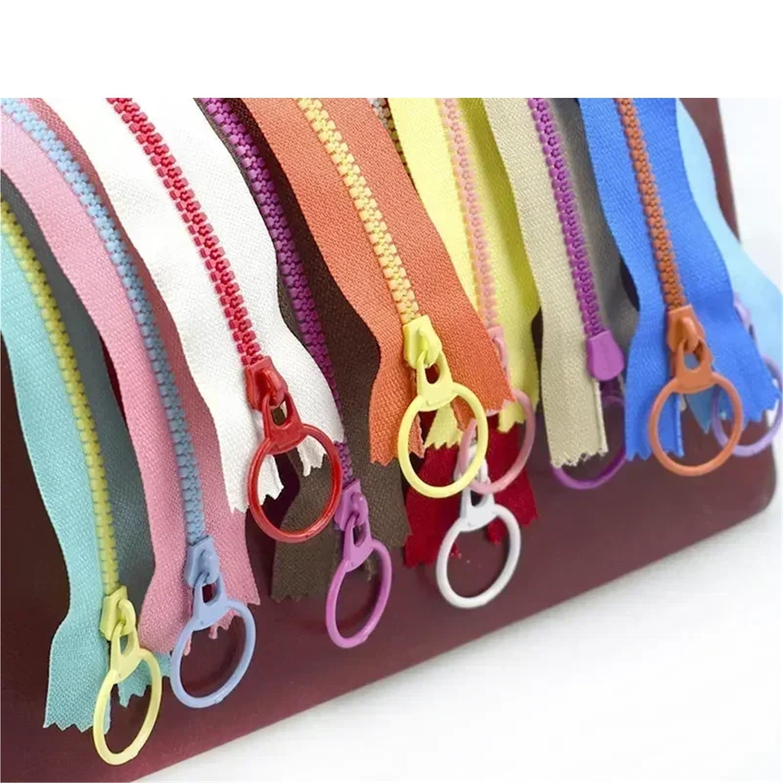 Metall Reißverschluss 10Pcs 15-40cm 3# Resin Zippers Ring Zip Slider ClosedEnd Zipper for Bags Wallet Purse Decor Zips Repair Clothes Sewing Accessory(Pink,20cm)