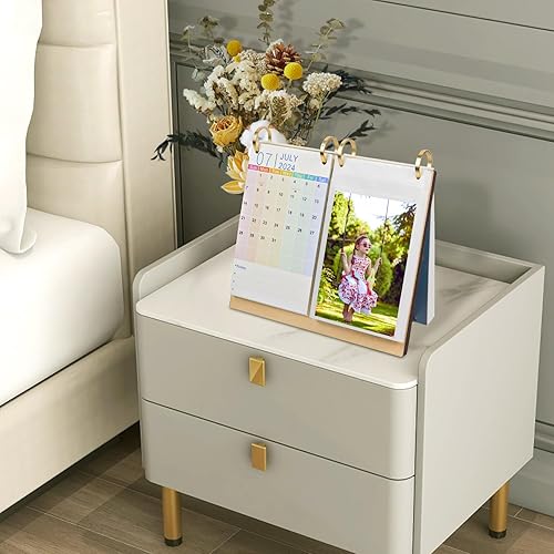 Miniatura 8 de ZEEYUAN Álbum de fotos de escritorio de 4 x 6 pulgadas y páginas de calendario 2024-2025, calendario de escritorio pequeño de enero de 2024 a junio