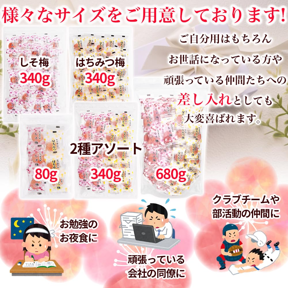 Amazon | リフココ 紀州産南高梅 種有り 梅干し 個包装タイプ 2種