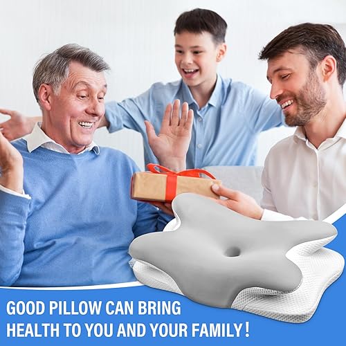 Miniatura 7 de Almohada cervical para aliviar el dolor de cuello, almohadas de espuma viscoelástica sin olor de diseño hueco con funda de enfriamiento, almohada