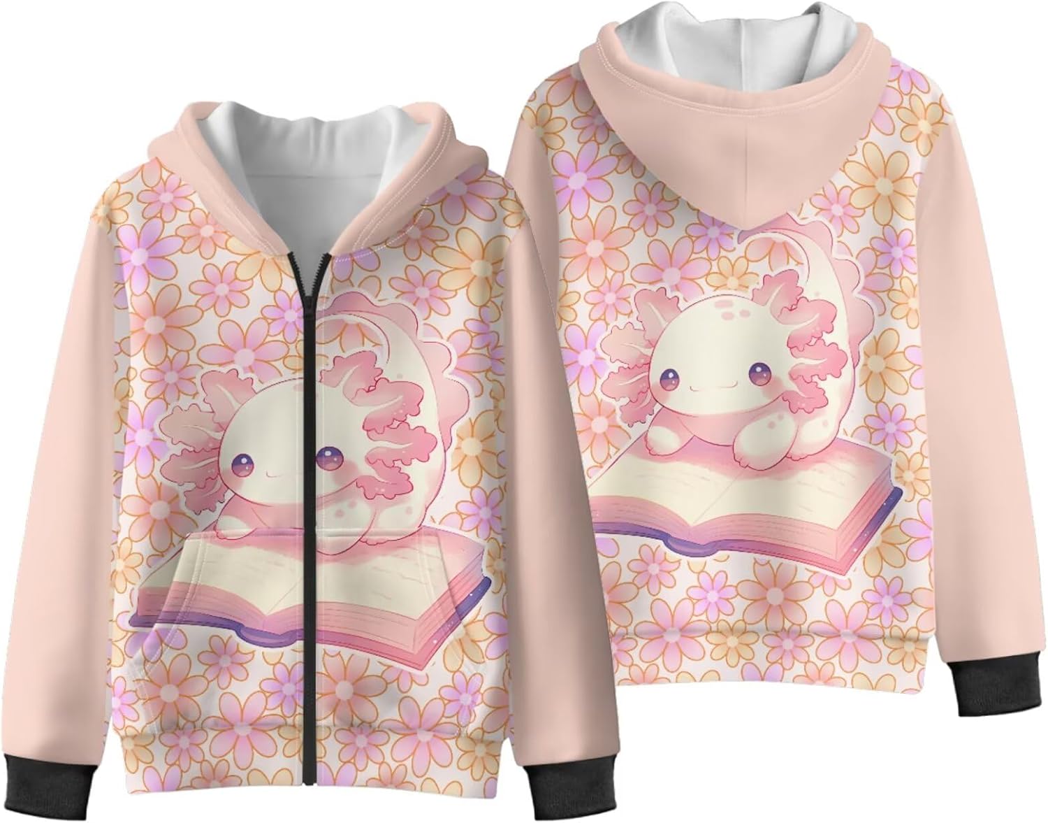 Kids Cardigan Hoodie, Soft Athletic Sweatshirt Fashion Cozy Winter Jacket with Kangaroo Pocket for Boy Girls S ~ XL
