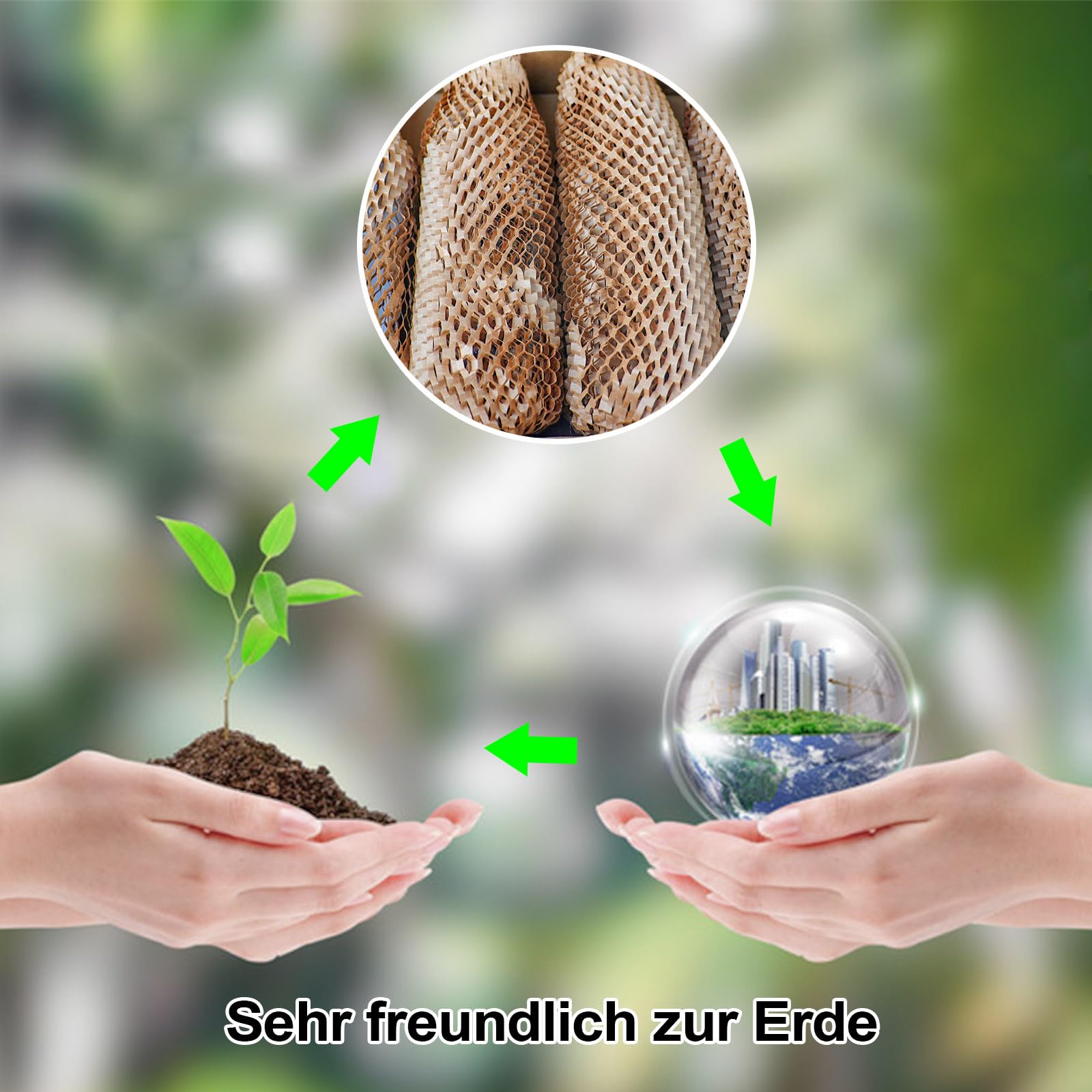 BOMEI PACK 30cmx50m Papel de embalaje de Nido de Abeja -Alternativa Sostenible al Papel de Burbujas para envolver y artículos frágiles- 30cmx50m/100m Alternativa al papel burbuja (50M)