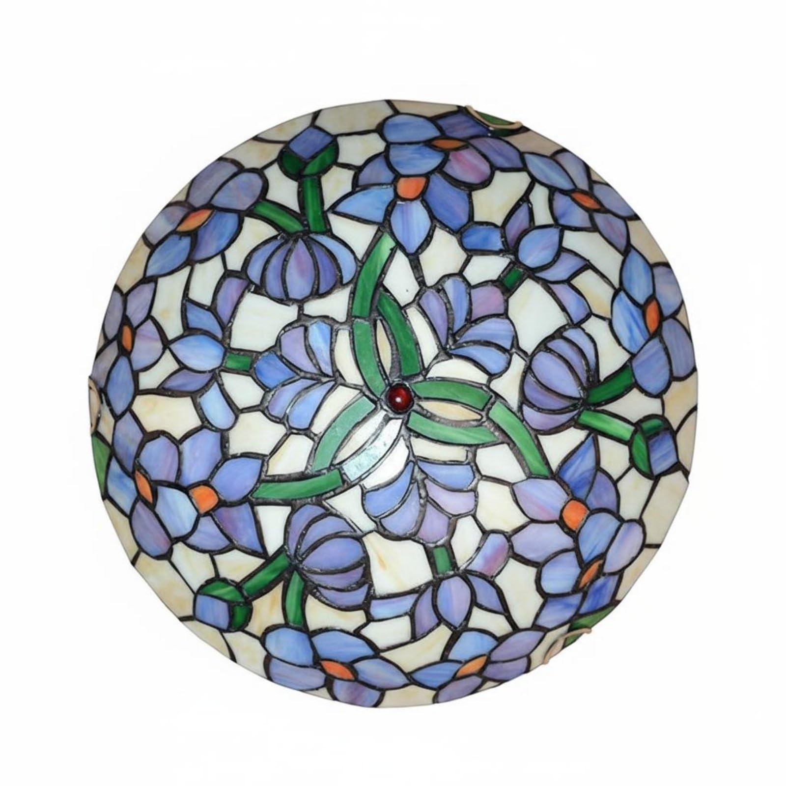 Art Art Nouveau Design Tiffany Ceiling Lamp Romantic Lighting Round Stained Glass Ceiling Light Semi Flush Mount Light for Living Room, Bedroom, Bar, Hallway, 30CM, Without Bulb-image-27