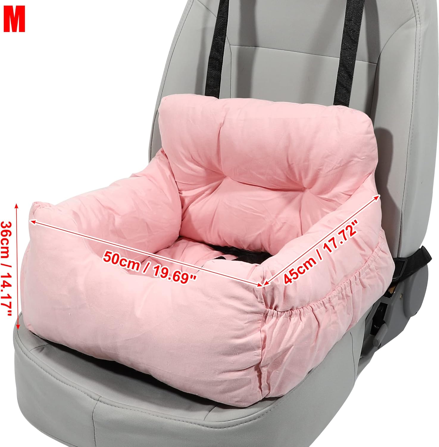 X AUTOHAUX 1pcs Dog Car Seat Adjustable Straps Dog Booster Seat for Small Medium Large Dogs and Cats Pet for Car Pink