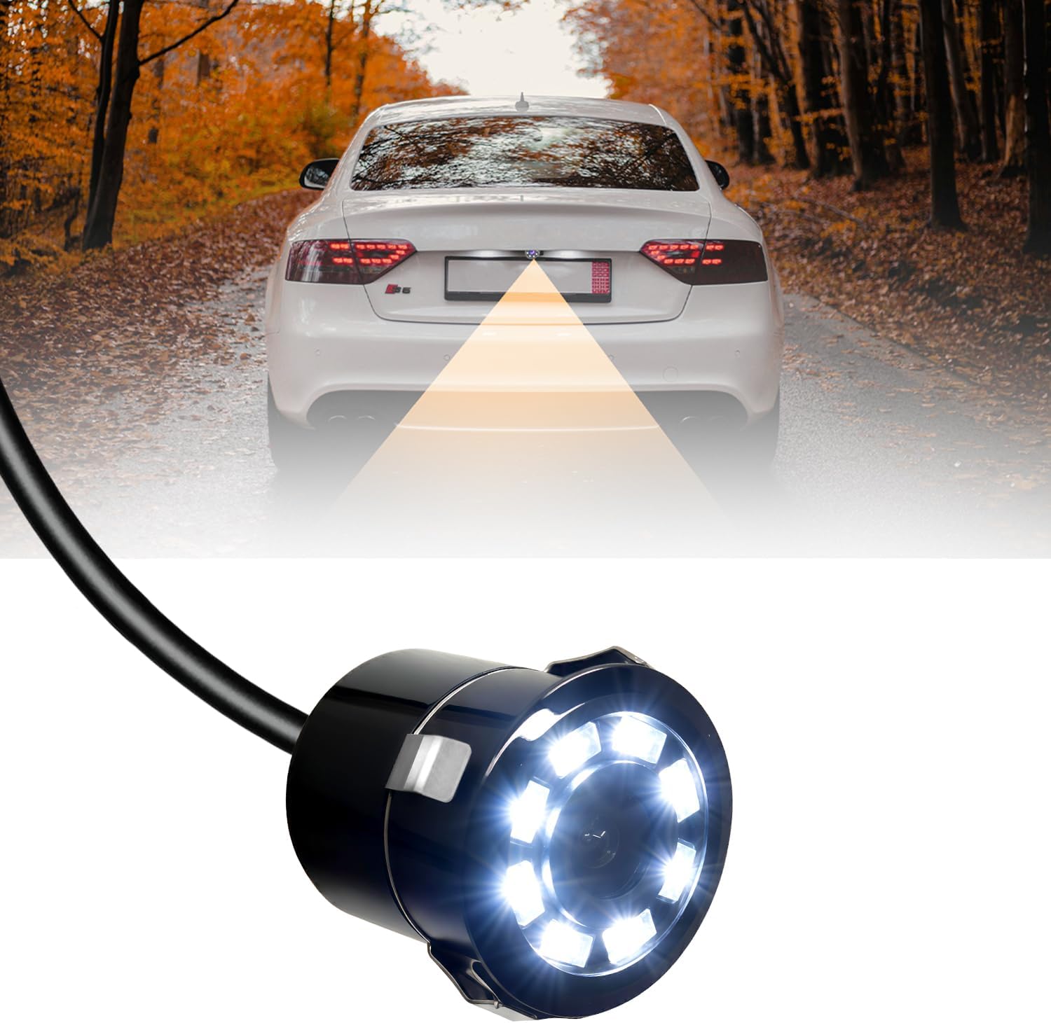 FABTEC Car Reverse Backup Parking Camera LED Night-Vision HD Rear View Parking Camera for All Cars (Metal Body)