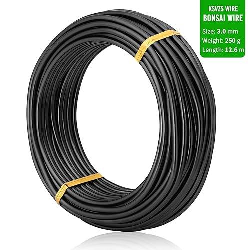 Miniatura 2 de Alambre de entrenamiento de bonsái de aluminio anodizado negro 3.0 de 8.82 oz, rollo grande, muchos tamaños para elegir, alambre de metal flexible