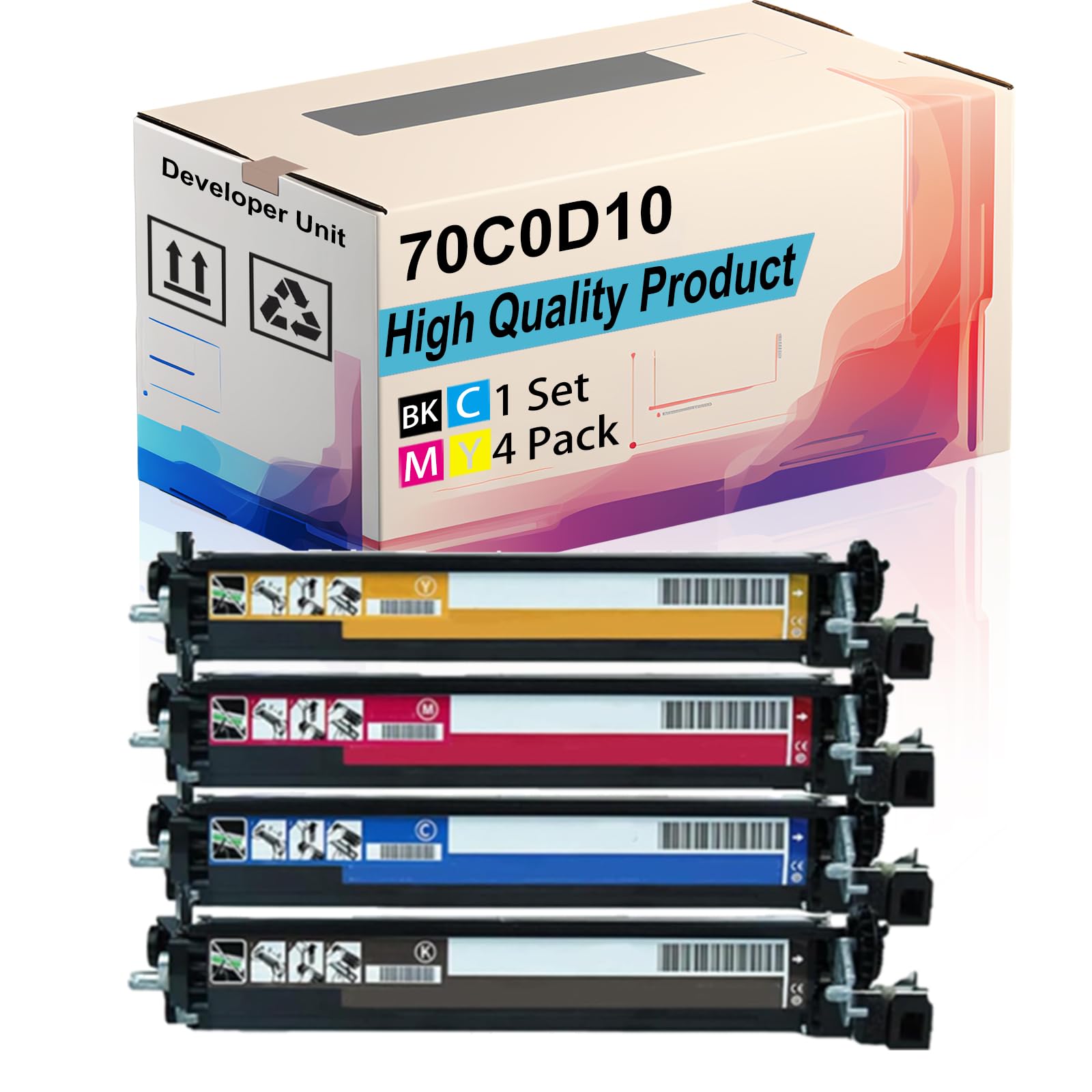 70C0D10 Developer Unit Compatible for Lexmark CX310dn CX310n CX317dn CX410dte CX417de CX510dthe Printers, High Yield 40000 Pages, Print More Pages (4-Pack BK/C/M/Y)