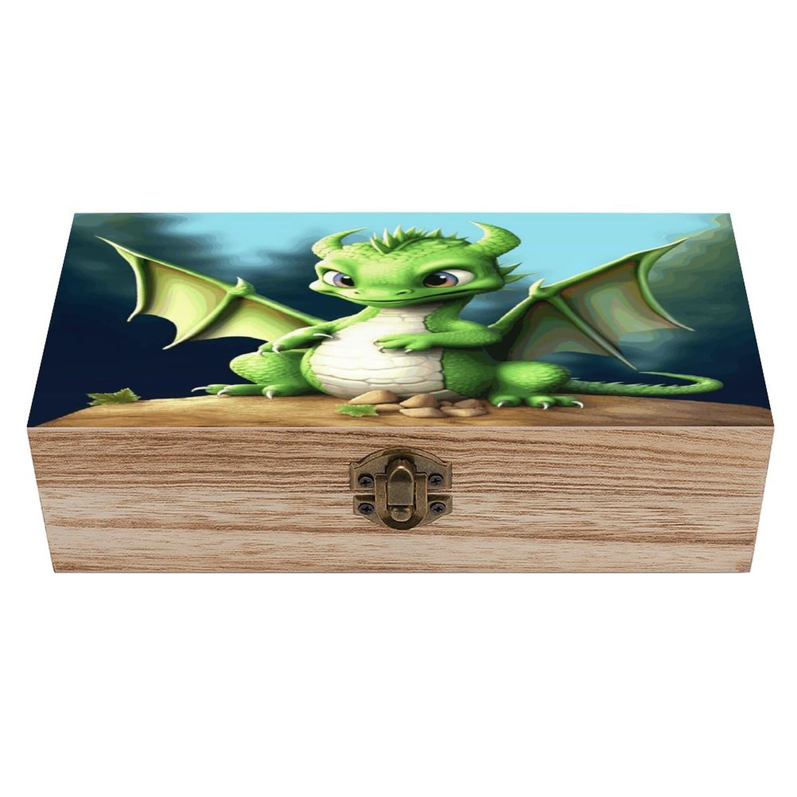 Coffre en bois dragon rétro avec couvercle, une boîte décorative aux finitions artisanales