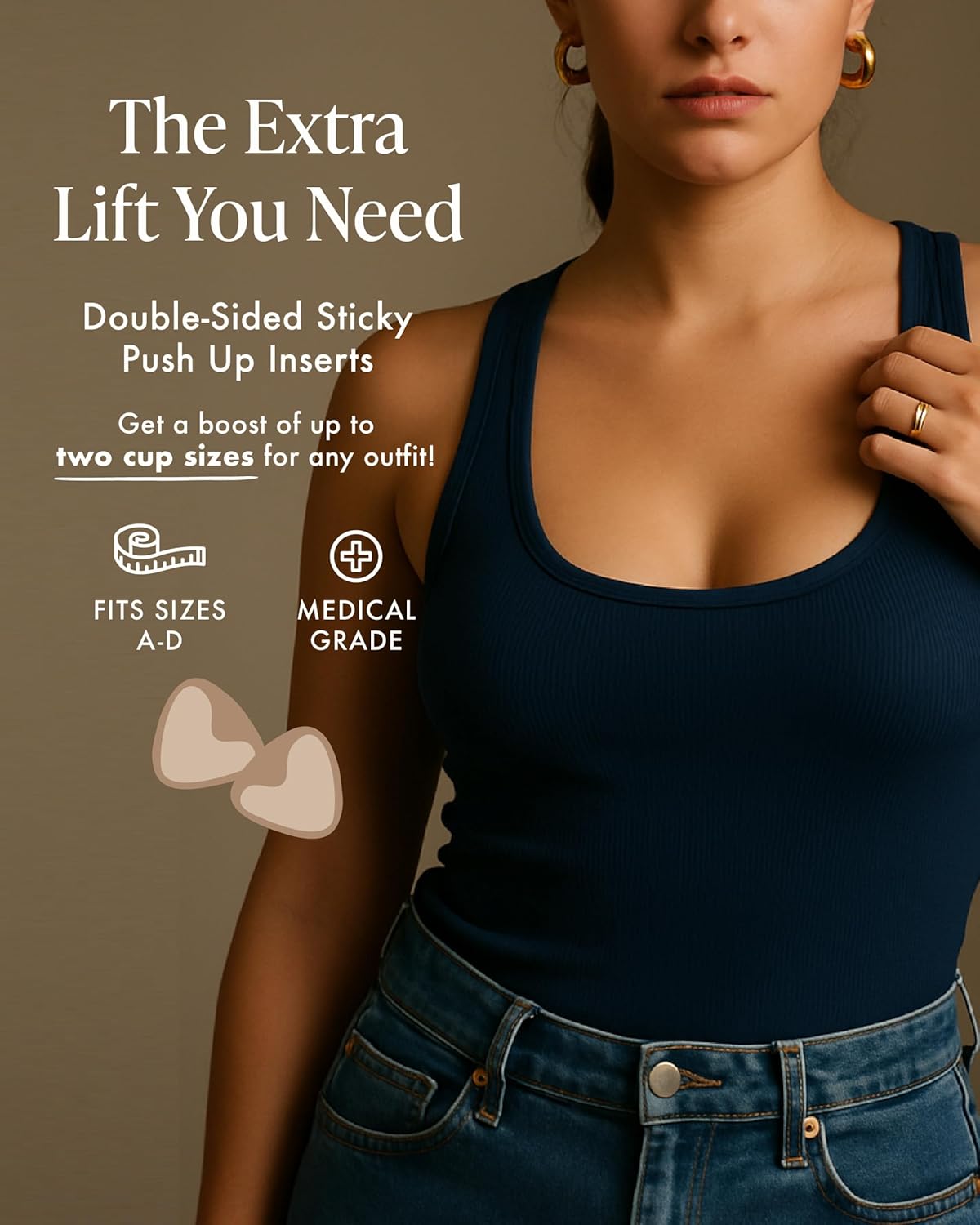 Sticky Push Up Inserts, Double Sided Sticky Bra Inserts, Adhesive Bra Pads, Sticky Bra Lift, Push Up for Bikini - Image 2