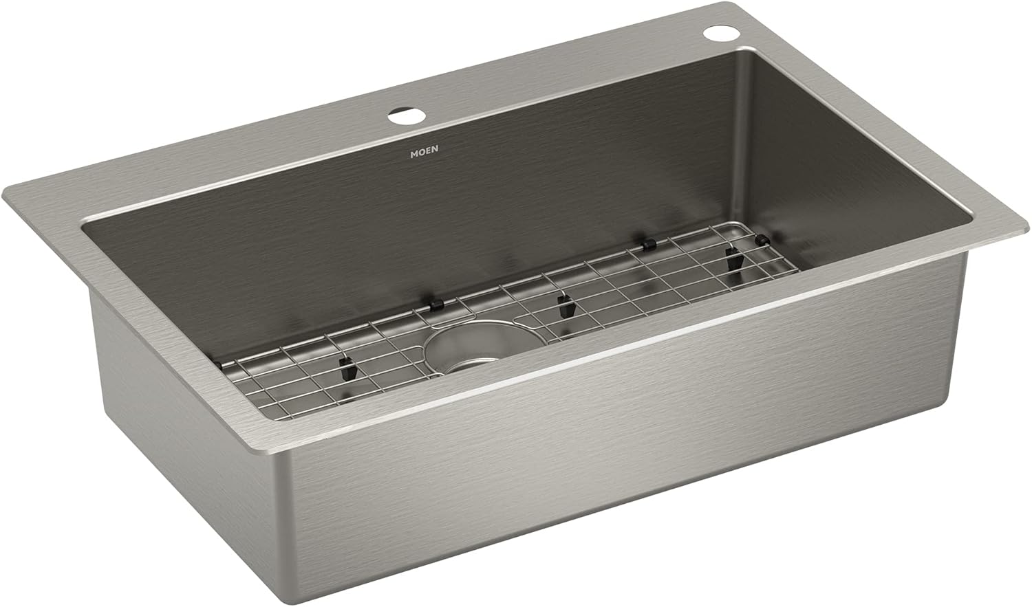 Moen Prep 18-Gauge Stainless Steel Dual Mount 33"x 22" Single Bowl Modern Kitchen Sink with Bottom Grid Included, GS181062B