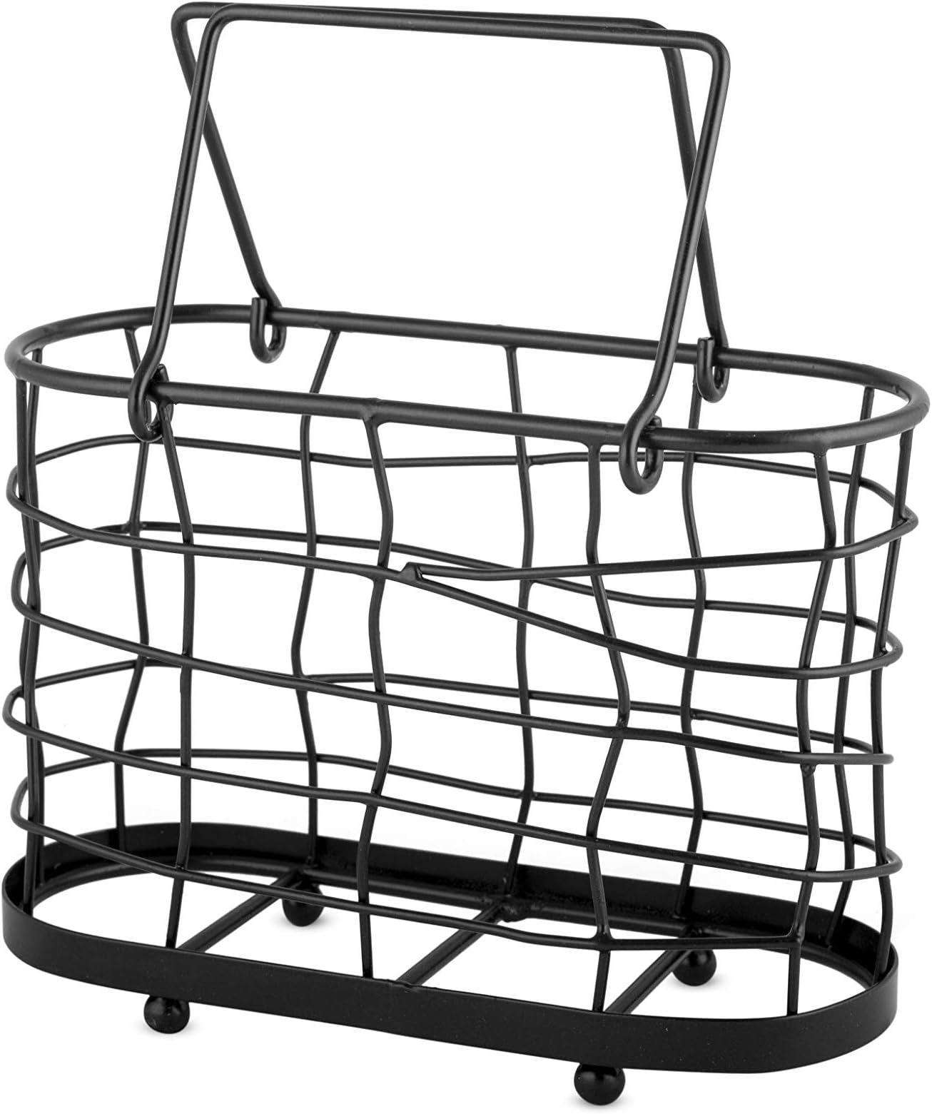 GoCraft Upright Napkin Holder | Farmhouse Black Wire Metal Napkin Holder for Tables (Black Finish)