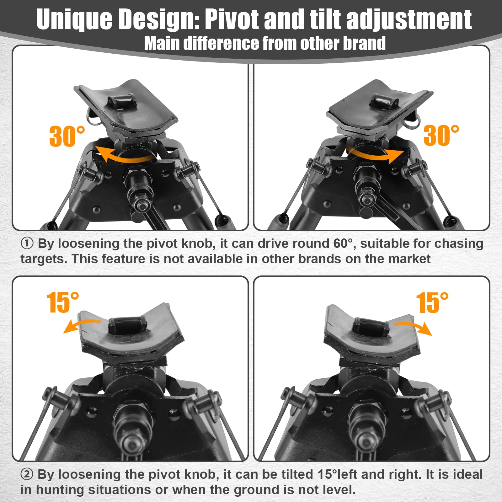 BZTAC Tactical Adjustable Swivel Stud Bipod for Rifle Pivot Tilt Bipod with S Lock Lever for Rifle Stability and Target Shooting