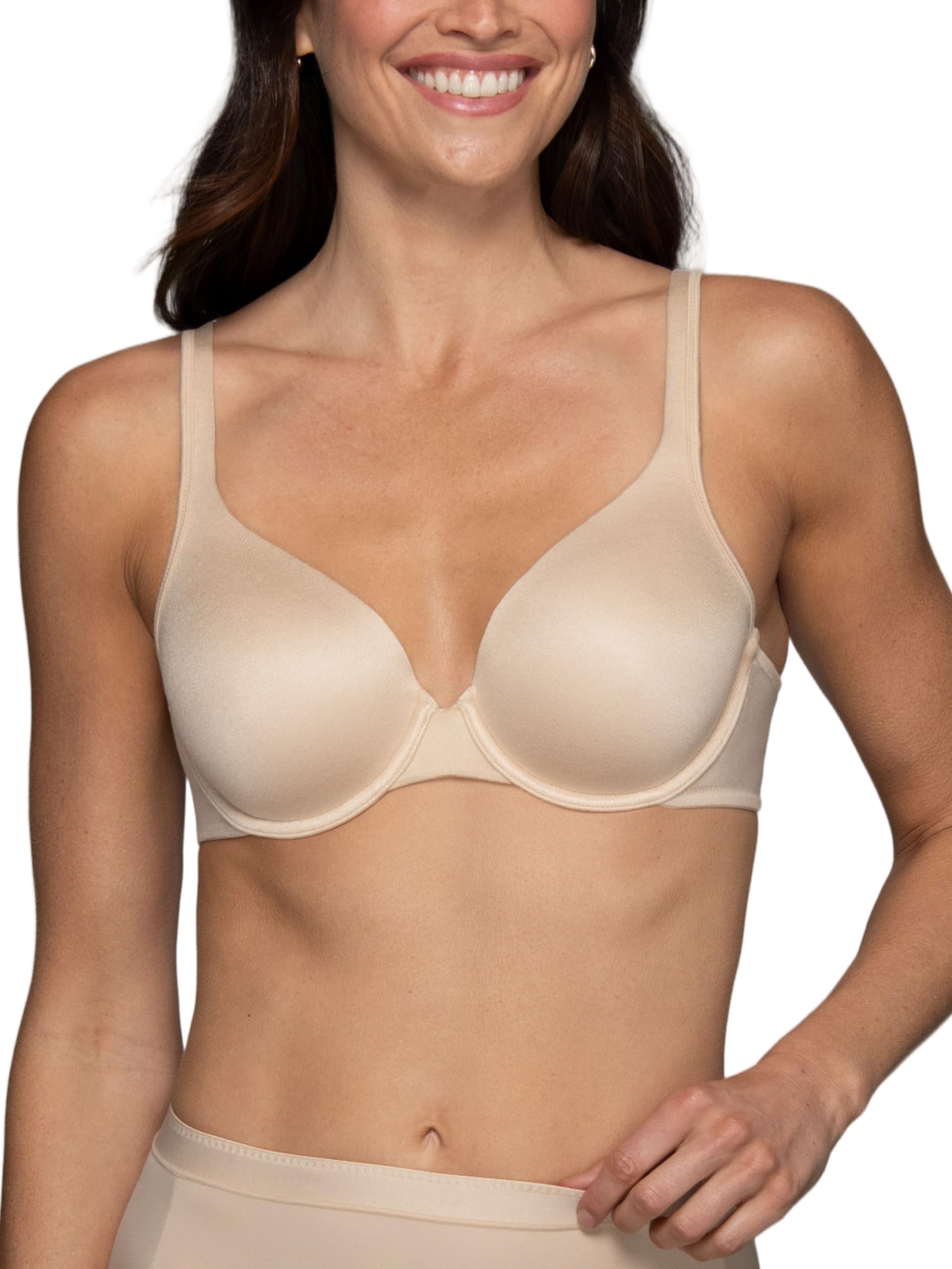 Vanity Fair Body Shine T-Shirt Bra, 38D, Damask Neutral