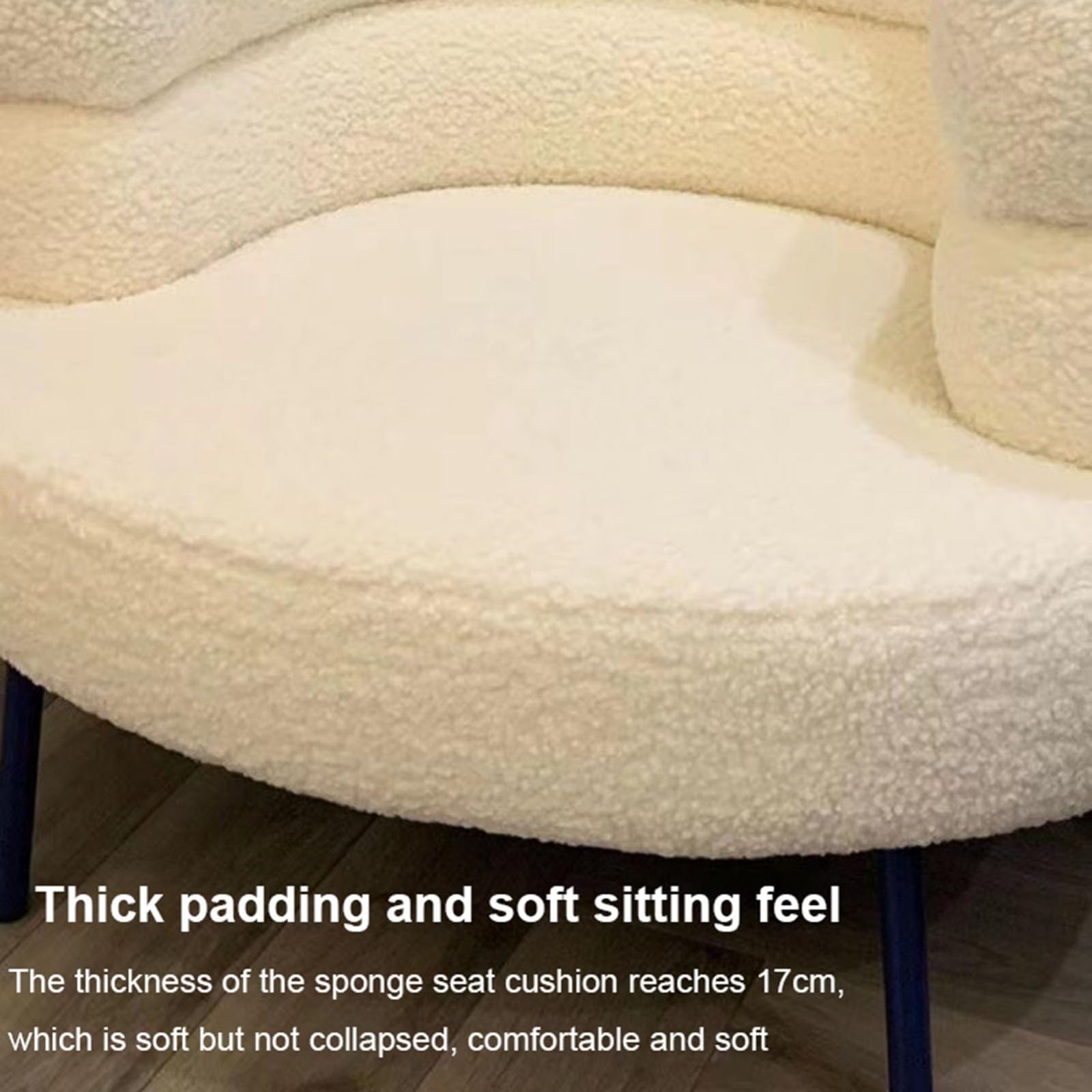Poltrona da Salotto,Poltrona Imbottita In Tessuto Teddy con Braccioli,Design Avvolgente,Struttura In Legno e Gambe In Acciaio,per Soggiorno e Camera da Letto D