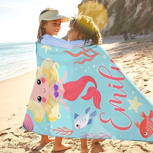 Miniatura 2 de NIBESSER Toallas de playa personalizadas con nombres para niños y adultos, microfibra de secado rápido, toalla de playa de viaje personalizada sin