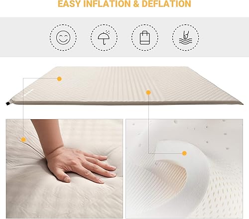 Miniatura 3 de Colchón doble autoinflable para acampar triple zona con 2 almohadas espuma ligera para senderismo picnic al aire libre de KingCamp