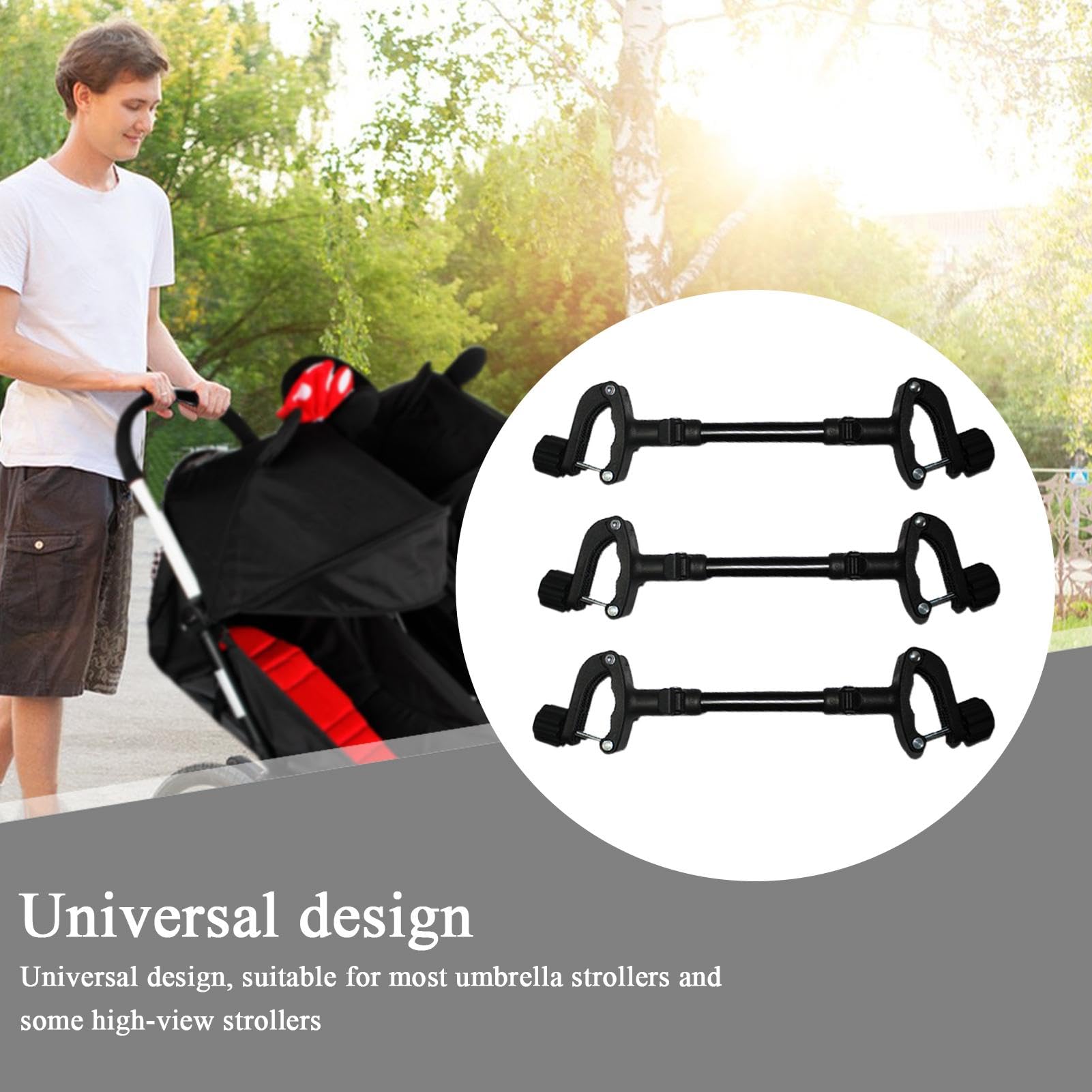 Connettori per passeggino – Connettori gemelli per passeggino | Gancio regolabile per accessori per passeggino | Accessori di collegamento versatili per viaggi all'aperto in famiglia